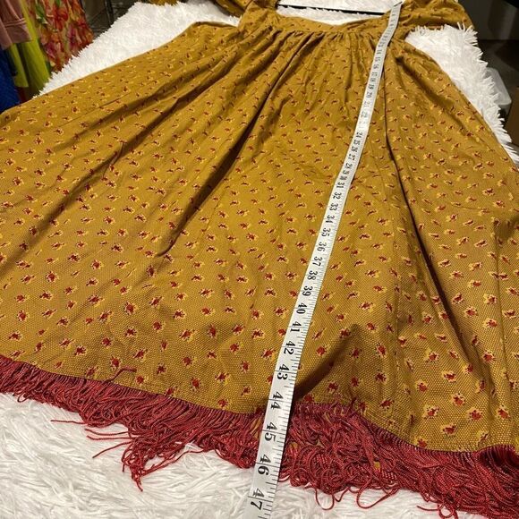 Eddy Jocelyn Puff Sleeve Fringe Dress in Honeycomb Rose Floral Medium NWT - Picture 6 of 11